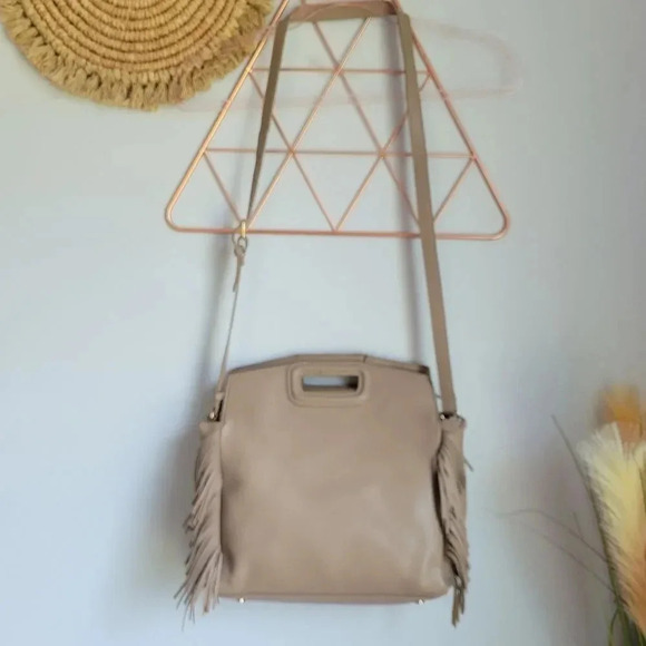 AHDORNED, New, Dakota Taupe Vegan Leather Fringe Crossbody Purse Tote Bag - Picture 3 of 15